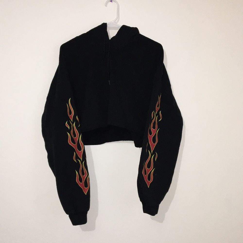 Flame cropped hoodie